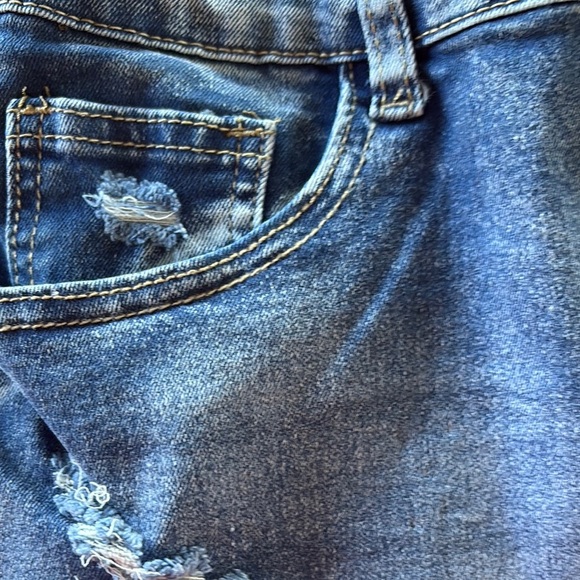 Distressed Blue Denim Shorts - Picture 8 of 8